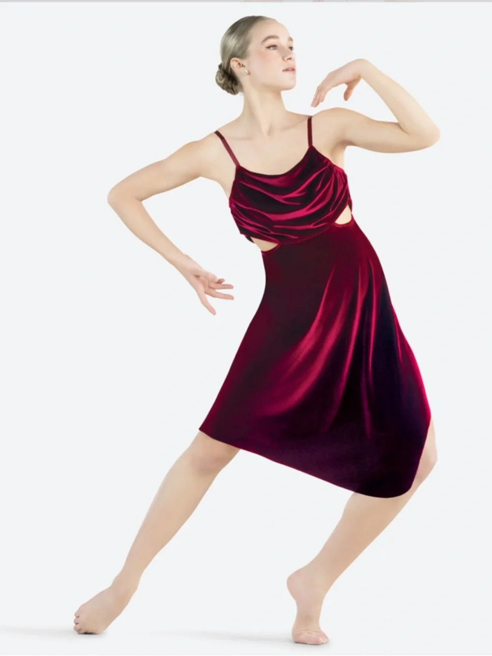 Revolution Dance Costume Burgundy Velvet Dress AS IT UNFOLDS sz  MA